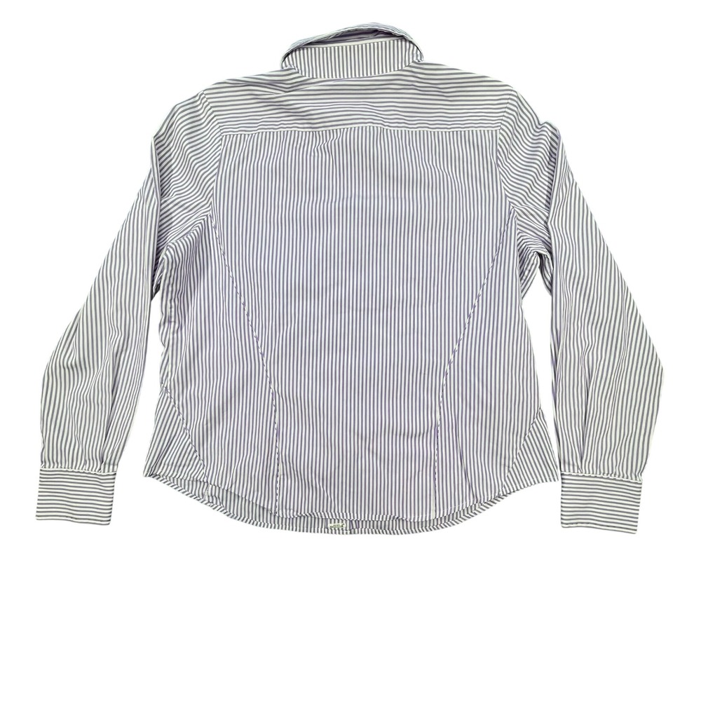 Faconnable Purple Striped Button Down Long Sleeve Shirt Women XL - Picture 2 of 6